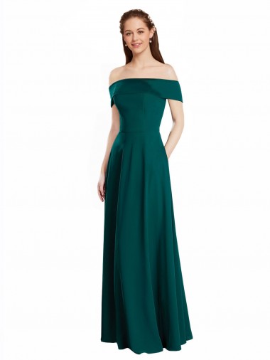 Classic Off the Shoulder Chiffon Bridesmaid Dress with Cap Sleeves Canada