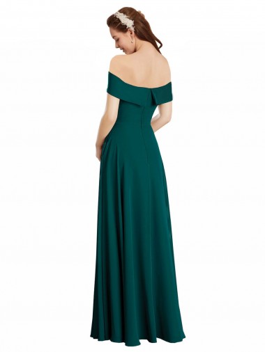 Classic Off the Shoulder Chiffon Bridesmaid Dress with Cap Sleeves Canada