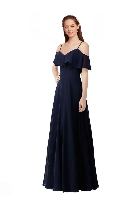 Chiffon Bridesmaids Dress with Off the Shoulder Ruffle Detail Canada