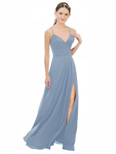 Sexy Chiffon Bridesmaid Dress with V-Neck Lace Bodice Canada