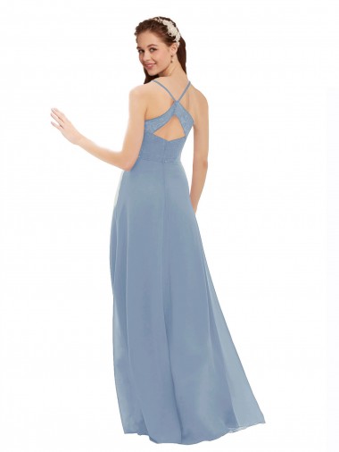 Sexy Chiffon Bridesmaid Dress with V-Neck Lace Bodice Canada