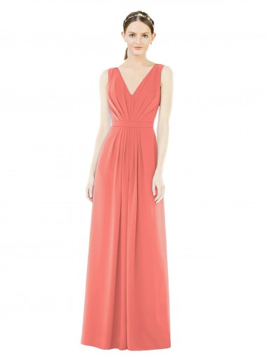 Shop V-Neck V-Back Sleeveless Chiffon Bridesmaid Dress Canada