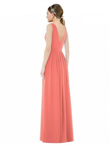 V-Neck V-Back Sleeveless Chiffon Bridesmaid Dress Canada