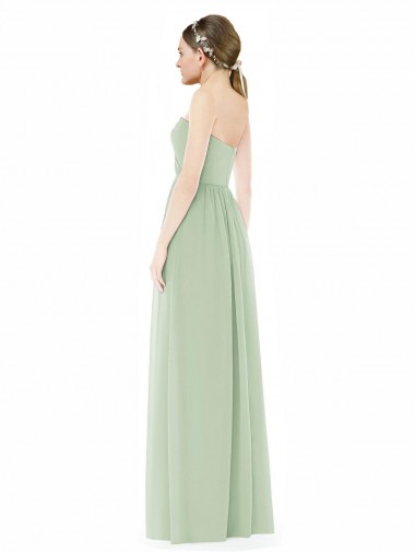 Strapless Draped Bodice Maxi Bridesmaid Dress with Front Slits Canada