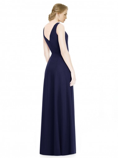 Cowl Neck Deep V-Back Chiffon Bridesmaid Dress with Side Front Slits Canada