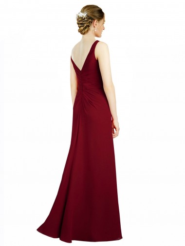 Twist-Knot V-Neckline Long Chiffon Bridesmaid Dress Canada
