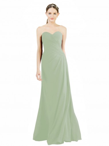 Sweetheart Neckline Draped Floor Length Chiffon Bridesmaid Dress Canada