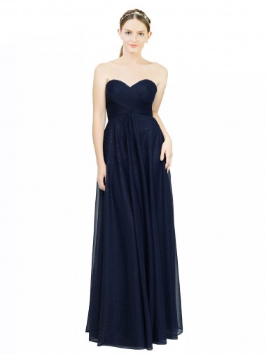 Shop Strapless Sweetheart Long Chiffon Bridesmaid Dress Low Back Canada