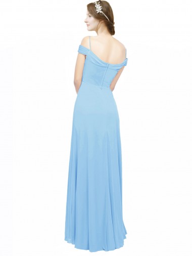 Off the Shoulder Bateau Neck Chiffon Bridesmaid Dress with Straps Canada