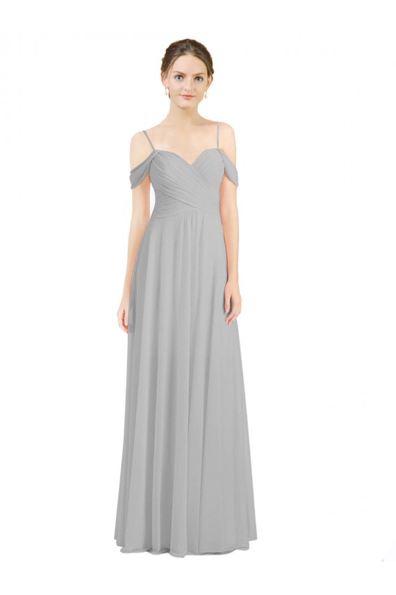 Off the Shoulder Long Chiffon Bridesmaid Dress with Ruched Bodice Canada