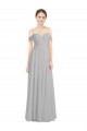 Off the Shoulder Long Chiffon Bridesmaid Dress with Ruched Bodice Canada