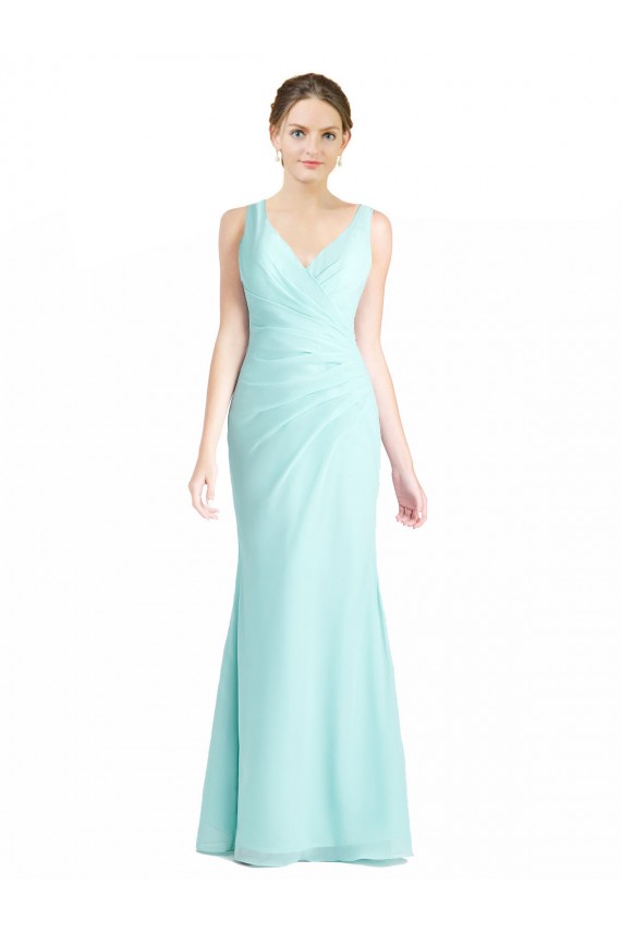 Ruched Bodice Sweetheart Chiffon Bridesmaid Dress with Lace Back