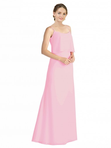 Spaghetti Straps A-Line Chiffon Bridesmaid Dress Low Back Canada