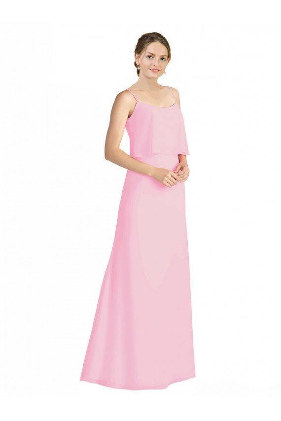 Spaghetti Straps A-Line Chiffon Bridesmaid Dress Low Back Canada