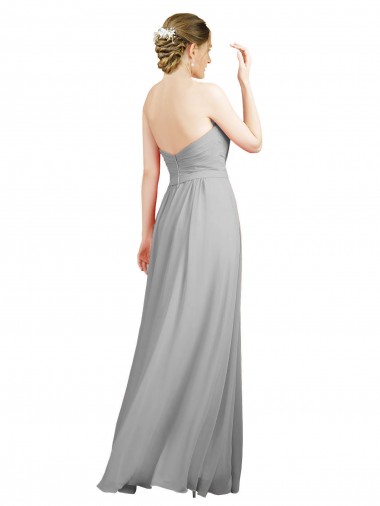 Sweetheart Strapless Draped Long Chiffon Bridesmaid Dress Canada
