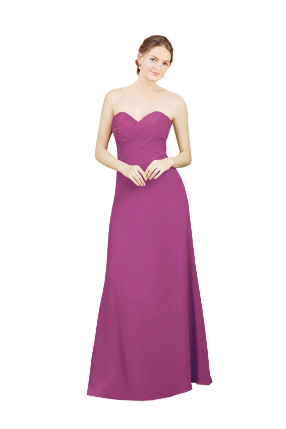 Sweetheart Neckline Pleated Chiffon Bridesmaid Dress with Low Back Canada