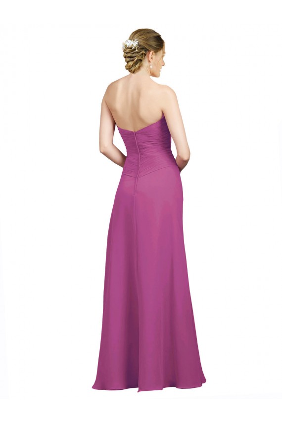 Sweetheart Neckline Pleated Chiffon Bridesmaid Dress with Low Back Canada