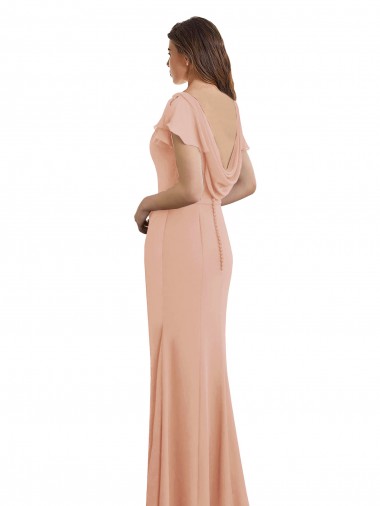Cap Sleeves Long Chiffon Bridesmaid Dress / Prom Dress with Low V-Back Canada