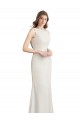 Long Chiffon Bridesmaid Dress with Boat Neckline and Satin Collar Canada