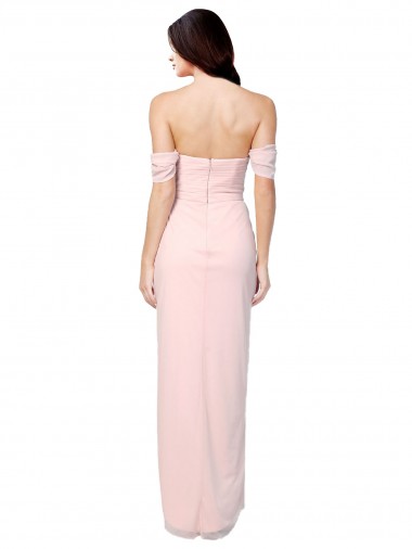 High Low Off the Shoulder Strapless Ruched Chiffon Bridesmaid Dress Canada