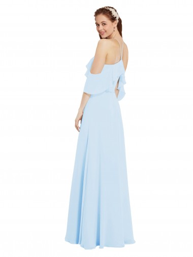 Chiffon Halter Neck Bridesmaids Dress with Flounced Neckline Canada