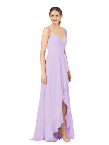 Shop High-Low Chiffon Bridesmaid Dress with Ruffle Detail Canada