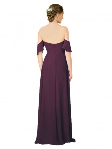 Romantic Off-Shoulder Chiffon Bridesmaid Dress with Plunging V-Neck Canada