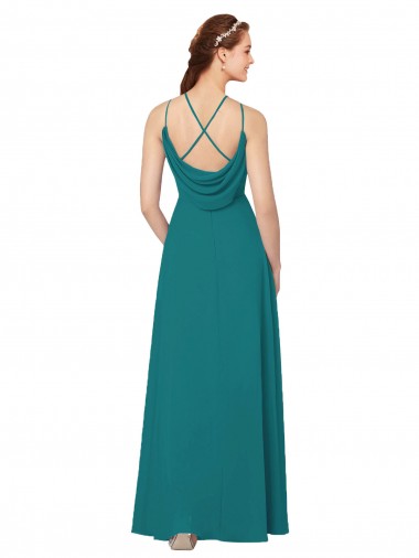 Simple Chiffon Bridesmaid Dress with High Halter Neckline Canada
