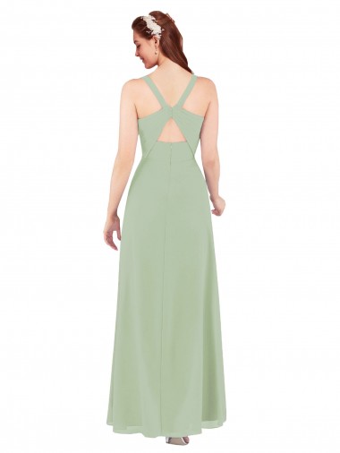 Feminine Chiffon Bridesmaid Dress with Ruching and V-Neckline Canada