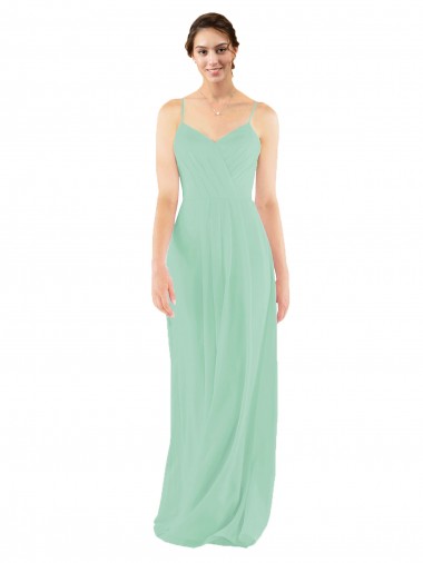 Shop Classic Long Chiffon Bridesmaid Dress with V-Neck Canada