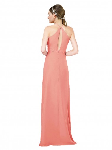 Modern Long Chiffon Bridesmaid Dress with Keyhole Back Canada