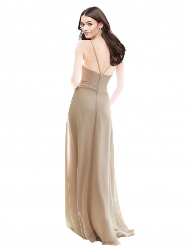 Elegant Bridesmaid with High Neckline and Illusion V-Neck Canada