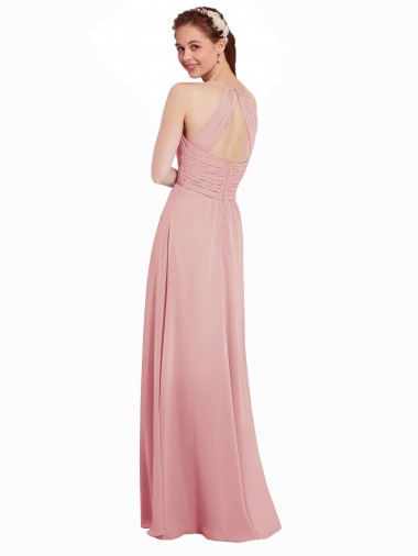 Chiffon Bridesmaids Dress with Draped Bodice and Keyhole Back Canada