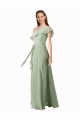 Chiffon Bridesmaids Dress with Ruffles Flutter Sleeves Canada