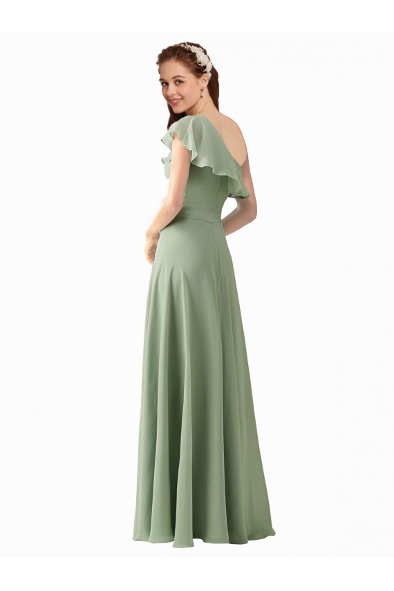 Chiffon Bridesmaids Dress with Ruffles Flutter Sleeves Canada