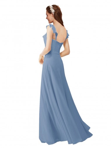 Chiffon Bridesmaids Dress with Ruffle Neckline Canada