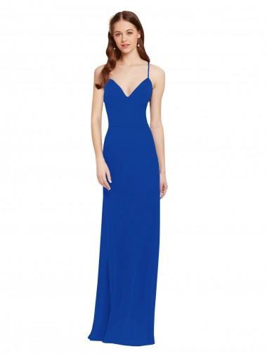 Shop Chiffon Bridesmaid Dress with Deep V-Neck and Spaghetti Straps Canada