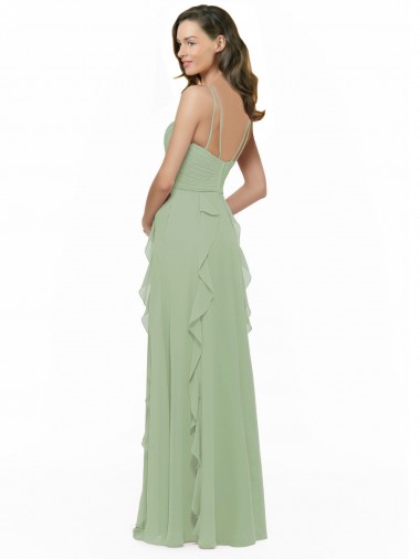 Chiffon Bridesmaid Dress with Ruffles and Draping Canada