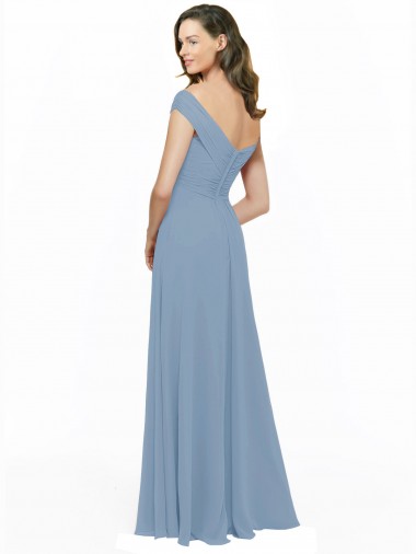 Chiffon Bridesmaid Dress with Classic Off the Shoulder Neckline Canada