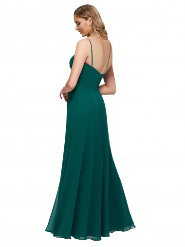 Chiffon Bridesmaid Dress with Pleated Bodice and Straps Canada