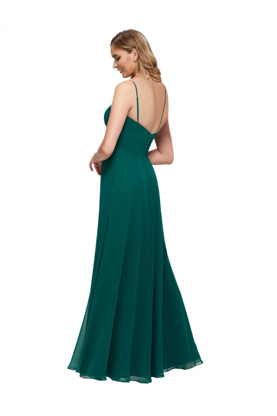 Chiffon Bridesmaid Dress with Pleated Bodice and Straps Canada