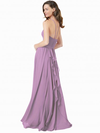 High Halter Chiffon Bridesmaid Dress with Ruffle Details Back Canada