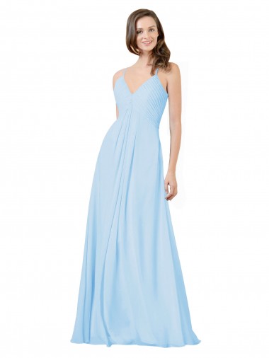 Shop Long V-Neck Chiffon Bridesmaid Dress with Keyhole Back Canada