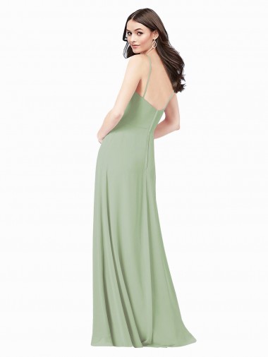 Floor Length Long Chiffon Bridesmaid Dress with Side Slit Canada