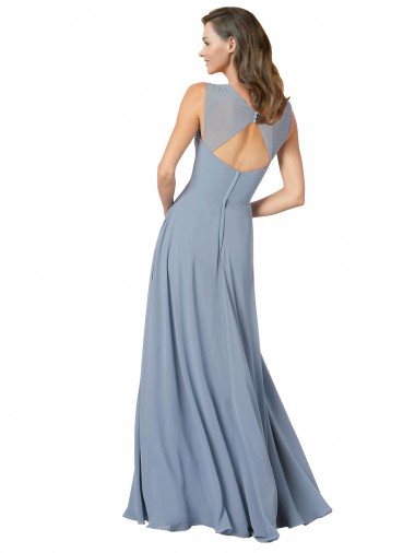 Surplice Bodice A-Line Long Chiffon Bridesmaid Dress Canada