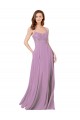 Floral Detailed Chiffon Bridesmaid Dress with Keyhole Back Canada