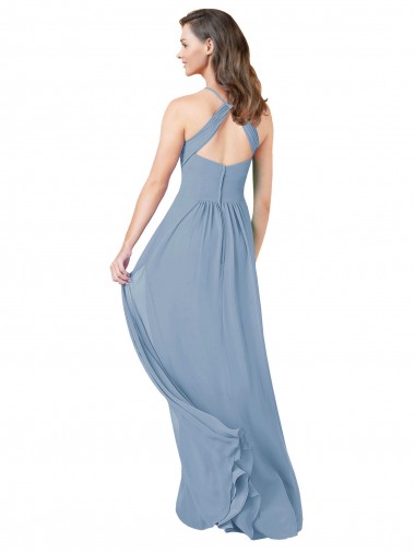 Chiffon Bridesmaid Dress with High Halter Neckline Canada