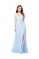 Chiffon Bridesmaid Dress with Tie Sash and Side Slit Canada