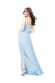 Chiffon Bridesmaid Dress with Tie Sash and Side Slit Canada