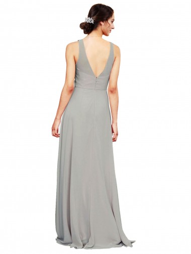 V-Neck Chiffon Bridesmaid Dress with Illusion Gathered Bodice Canada